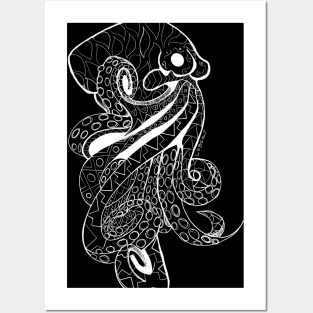 dark octopus in ecopop mandala art style Posters and Art